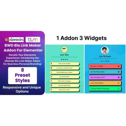 BWD Bio Link Maker Addon For Elementor