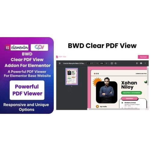 BWD Clear PDF View Addon For Elementor