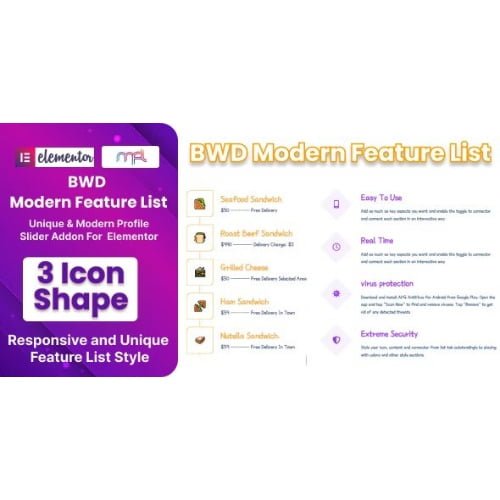BWD Modern Feature List Addon For Elementor