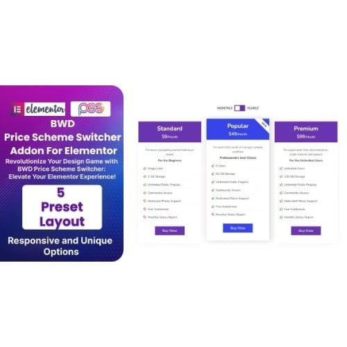 BWD Pricing Scheme Switcher Addon For Elementor
