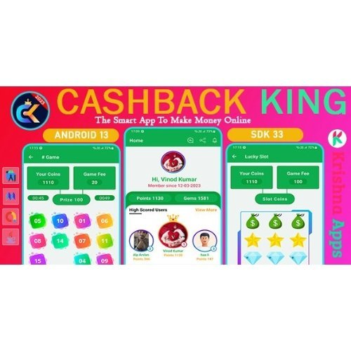 CashBack King – Web Visit App Install Captcha Game Casino Betting Earning App With Admin Panel