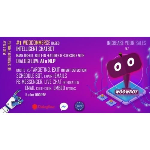 ChatBot for WooCommerce Retargeting Exit Intent Abandoned Cart Facebook Live Chat WoowBot