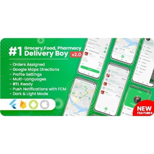 Delivery Boy for Groceries Foods Pharmacies Stores Flutter App Nulled