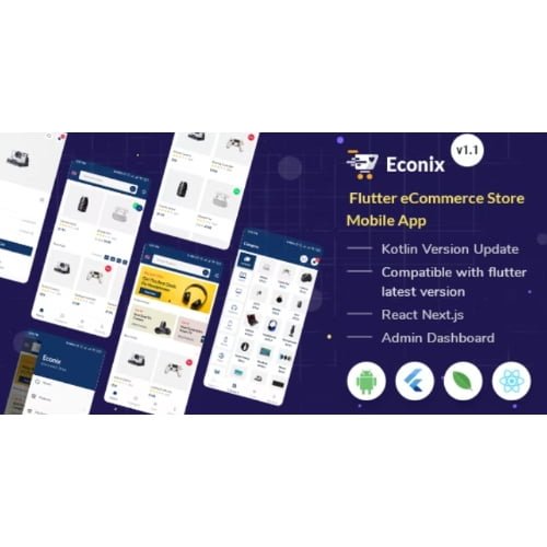 Econix Nulled Flutter eCommerce Store Mobile App React Node Admin Dashboard Free Download