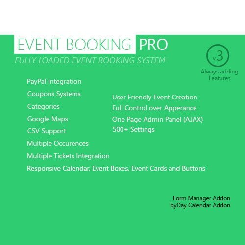 Event Booking Pro WP Plugin paypal or offline
