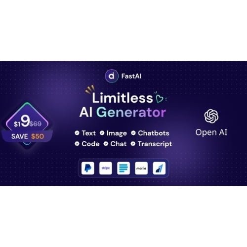 FastAi SaaS AI Content Voice Text Image Chat Code Generator Free Download