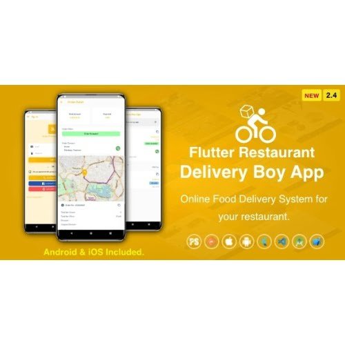 Flutter Restaurant Delivery Boy App for iOS and Android Free Download
