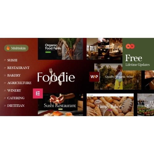 Foodie Food Wine Elementor Multiskin WordPress Theme Nulled