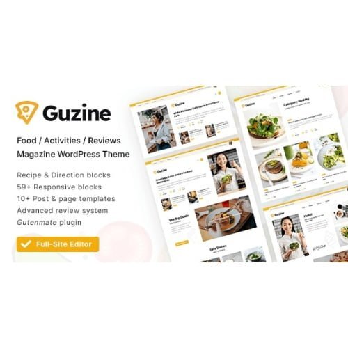 Guzine Adsense Ready Magazine WordPress Theme for Food Blogging Free Download