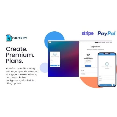 Premium subscription Droppy online file transfer and sharing