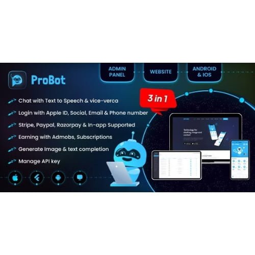 ProBot AI ChatGPT Admob Subscription InApp Open AI Chat Writing Assistant Image Generator