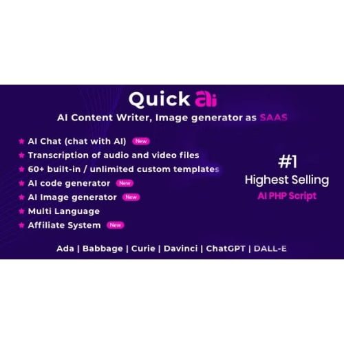 QuickAI OpenAI ChatGPT AI Writing Assistant and Content Creator as SaaS