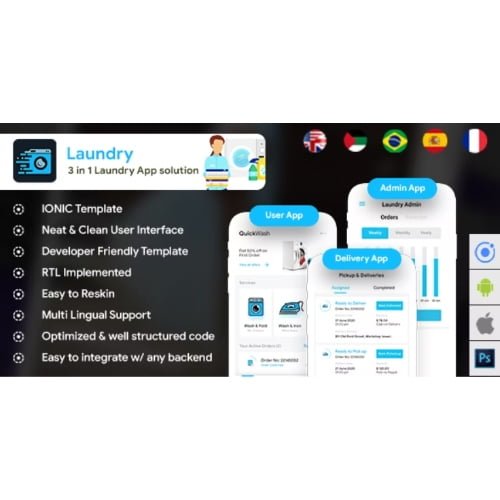 Quickwash 6 App Template Laundry Booking App Single Vendor Laundry App Laundry Ordering App Free Dow