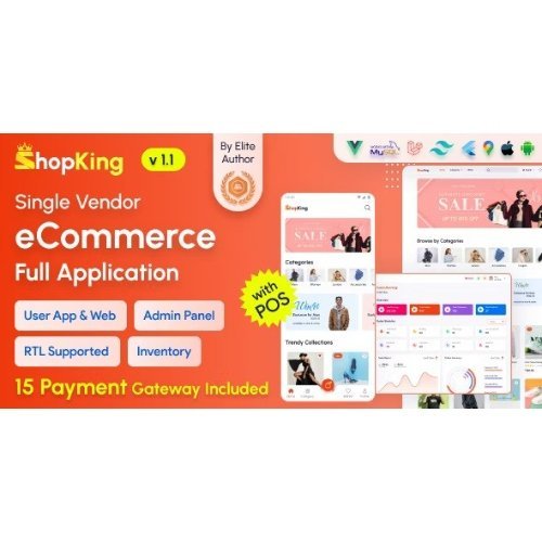 ShopKing eCommerce App with Laravel Website Admin Panel with POS Inventory Management