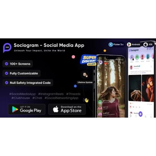 Sociogram Social Media App Instagram Reels Threads Clubhouse Chat Social Networking App