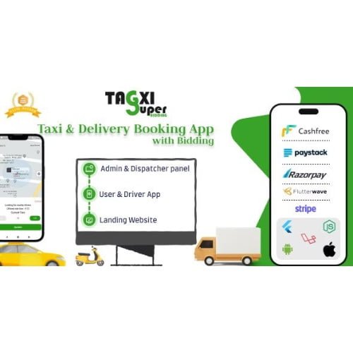 Tagxi Super Bidding Taxi Goods Delivery Complete Solution With Bidding Option