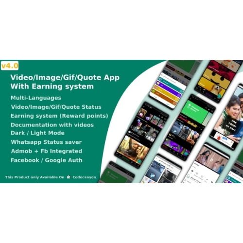 Video Image Gif Quote App With Earning system Reward points Nulled