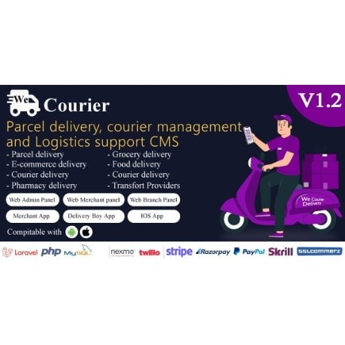 We Courier Courier and logistics management CMS with MerchantDelivery app Nulled