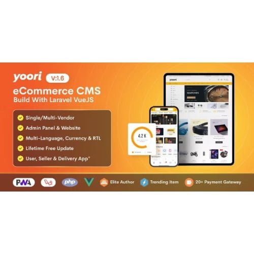 YOORI eCommerce Single Multi Vendor PWA Marketplace CMS