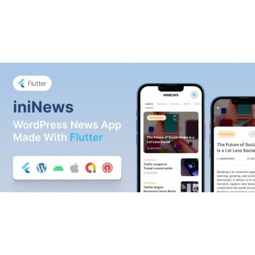 iniNews Flutter mobile app for WordPress