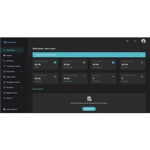 ProtoDash Dark and light professional dashboard for onlinetrader